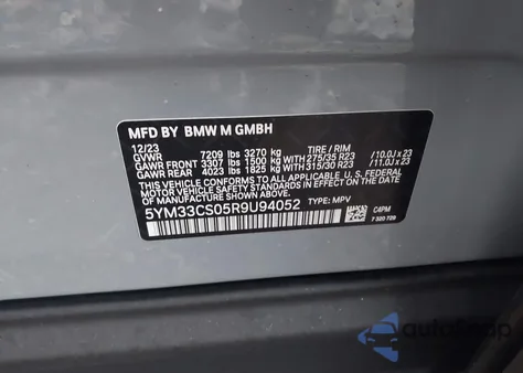 2024 BMW Xm Label Red z USA, uszkodzony, nr VIN 5YM33CS05R9U94052